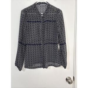 Octavia Women's Small Peasant Blouse Long Sleeve‎ Sheer Crochet